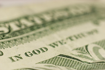 Image showing Macro shot of IN GOD WE TRUST, fine focus on GOD