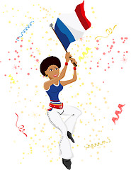 Image showing Black Girl France Soccer Fan with flag