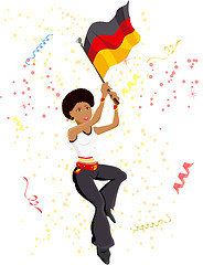 Image showing Black Girl Germany Soccer Fan with flag.