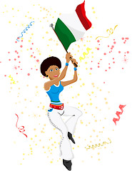 Image showing Black Girl Italy Soccer Fan with flag.