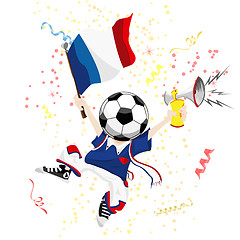 Image showing France Soccer Fan with Ball Head.