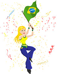 Image showing Brazil Soccer Fan with flag.