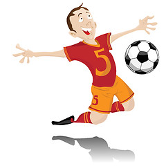 Image showing Soccer Player Celebrating Goal. 