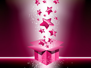 Image showing Pink gift box with stars.