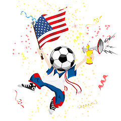 Image showing United States of America Soccer Fan with Ball Head.
