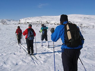 Image showing Young persons skiing