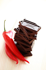 Image showing dark chocolate with chilli pepper