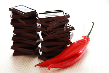 Image showing dark chocolate with chilli pepper