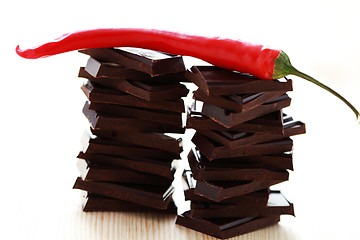 Image showing dark chocolate with chilli pepper