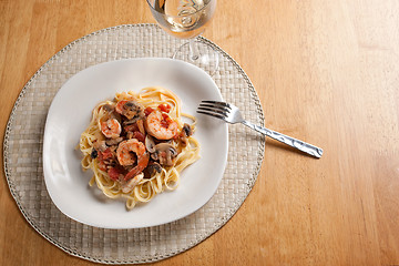 Image showing Shrimp with Pasta Dish