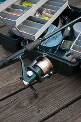 Image showing Fishing Rod and Tackle Box