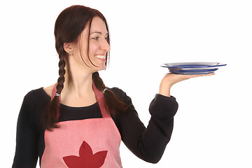 Image showing housewife holding empty plate
