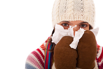 Image showing woman with flu symptoms