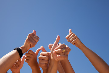Image showing hands raised to the sky
