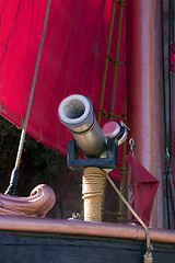 Image showing Close up on a Pirate Ship Cannon