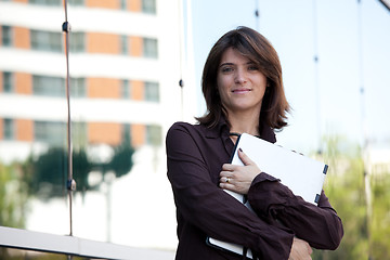 Image showing Businesswoman working outdoor