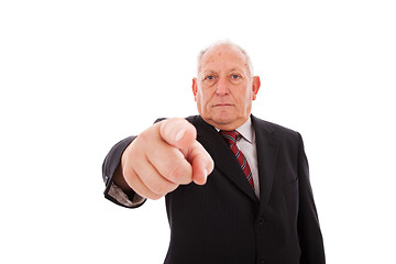 Image showing senior businessman pointing