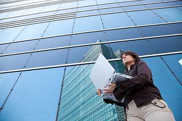 Image showing Businesswoman working outdoor