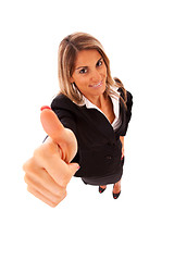 Image showing Happy businesswoman gesturing OK