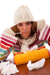 Image showing woman with flu symptoms