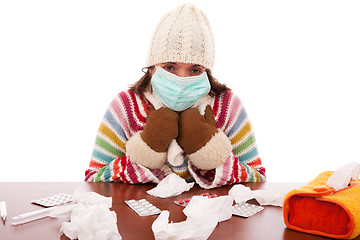 Image showing woman with flu symptoms