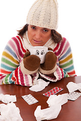 Image showing woman with flu symptoms