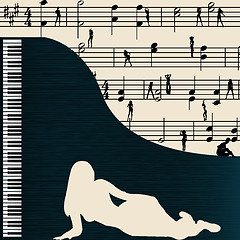 Image showing Music, greeting  with grand piano
