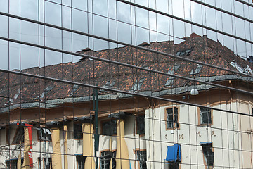 Image showing Old building in modern glasses