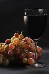 Image showing Grapes and red wine
