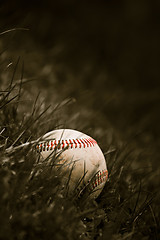 Image showing Old Baseball in the Grass