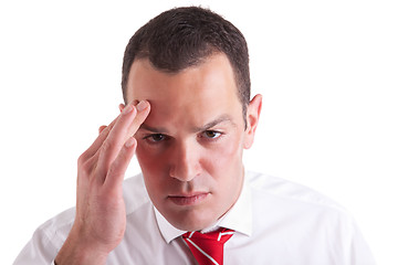 Image showing man with headache on white background.