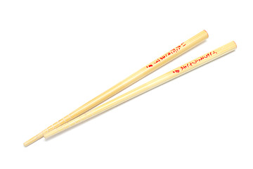 Image showing Wooden chopsticks isolated on white