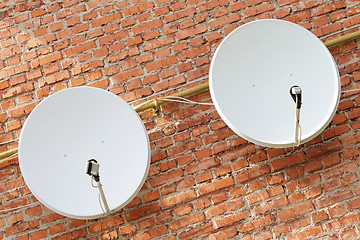 Image showing Two satellite dishes