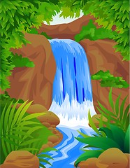 Image showing Beautiful waterfall illustration