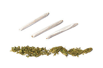 Image showing joints and row of marijuana
