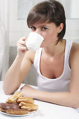 Image showing Tea with cakes