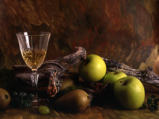 Image showing Red wine and fruits 