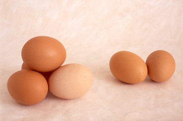 Image showing eggs isolated on painted background