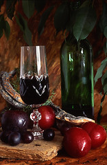 Image showing Red wine with fruits