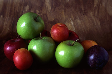 Image showing Multi fruits on painted background