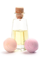 Image showing spa oil and bath balls