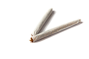 Image showing two hand rolled cigarettes