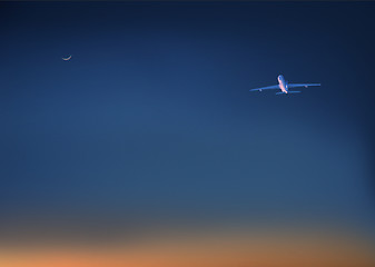 Image showing Plane at dusk