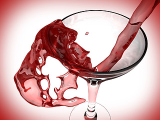 Image showing Red wine and wine glass