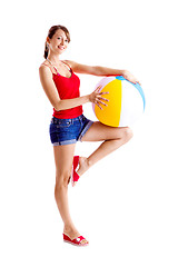 Image showing Beach ball girl