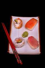 Image showing Sushi plate and chopsticks 1