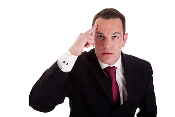 Image showing Portrait of a young business man thinking