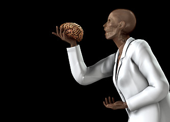 Image showing Anatomical Women Holding Her Brain