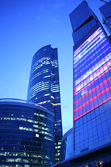 Image showing evening skyscrapers