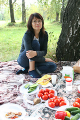 Image showing young pretty woman on picnic